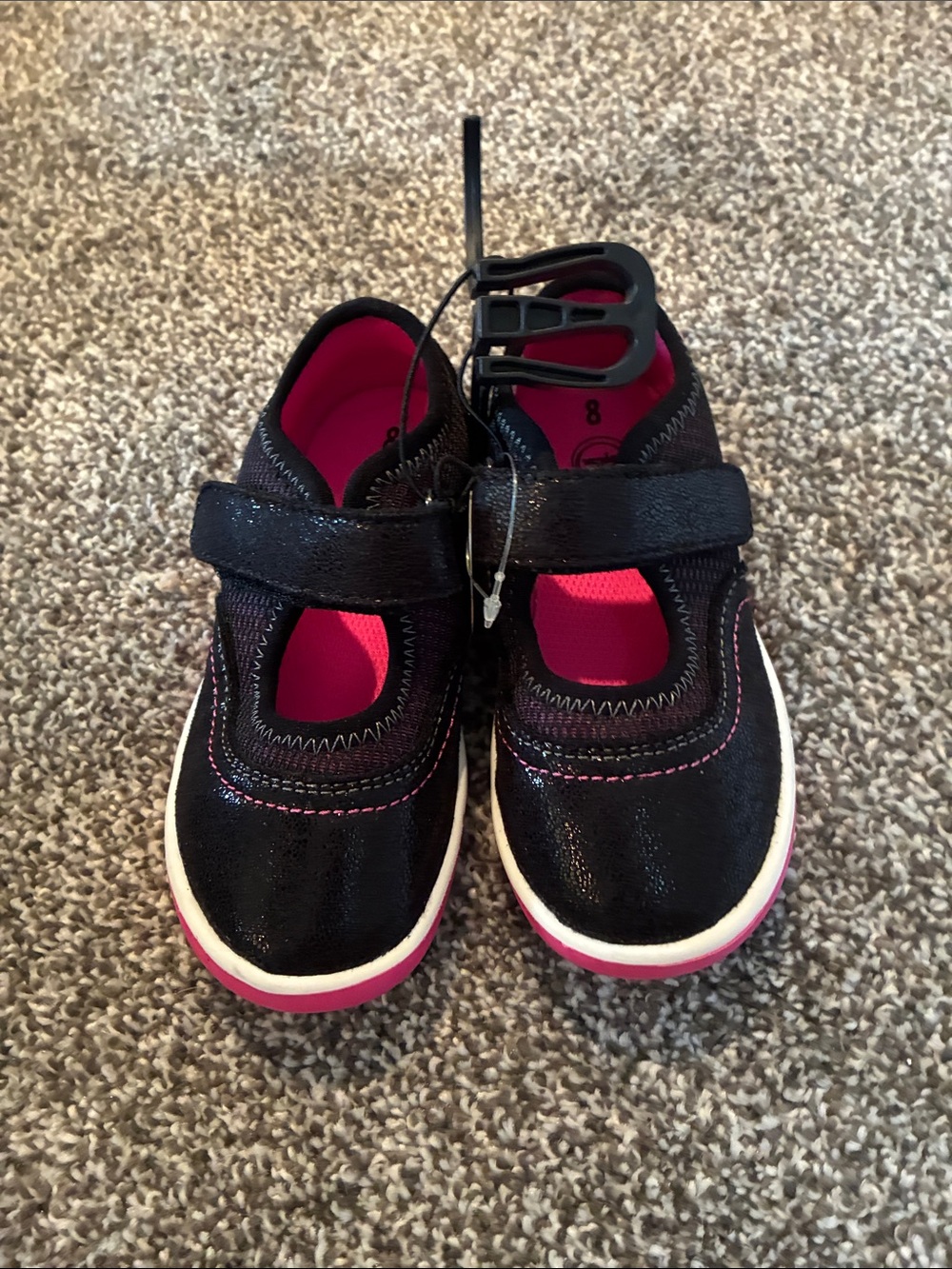 Wonder Nation size 8 Kids Black and Pink Mary Jane Sneakers